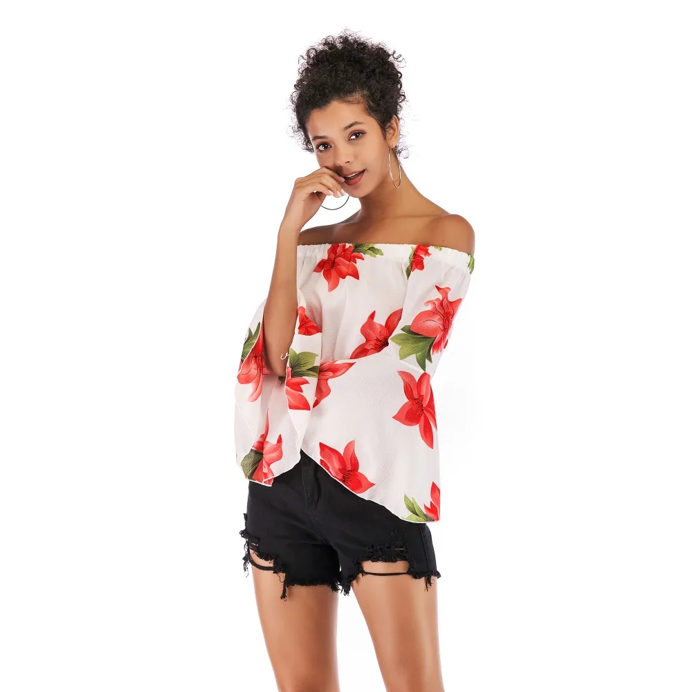 LJ Colest женская летняя блузка с цветочным принтом и вырезом лодочкой без бретелек