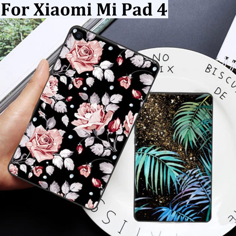 

2PCS For Xiaomi Mi Pad 4 case Purecolor Cartoon painted Soft shell For Xiaomi Mi Pad4 case For Xiaomi Pad Mi 4 back cover cases
