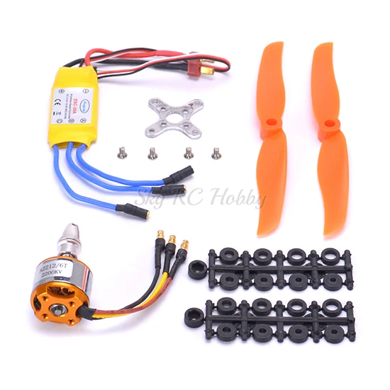 Motor ESC and Prop A2212 2212 2200KV бесщеточный двигатель 30A ESC крепление двигателя 6035 пропеллер SG90 9G микро сервопривод для RC вертолет с фиксированным крылом - Цвет: Motor ESC and Prop