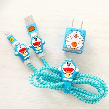 Кабель намотки мультфильм USB протектор для кабеля передачи данных набор с наклейки для зарядного устройства Спиральный шнур протектор для iphone 5 6 6s 7