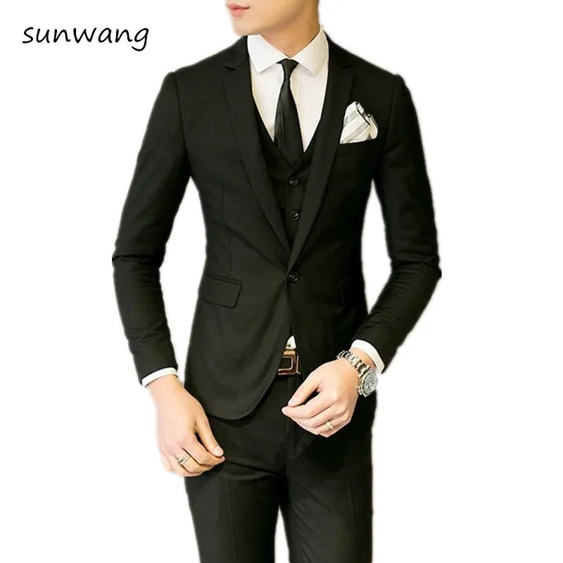 2019 Модный корейский мужской блейзер 2 шт Вечерние приталенный Блейзер мужские