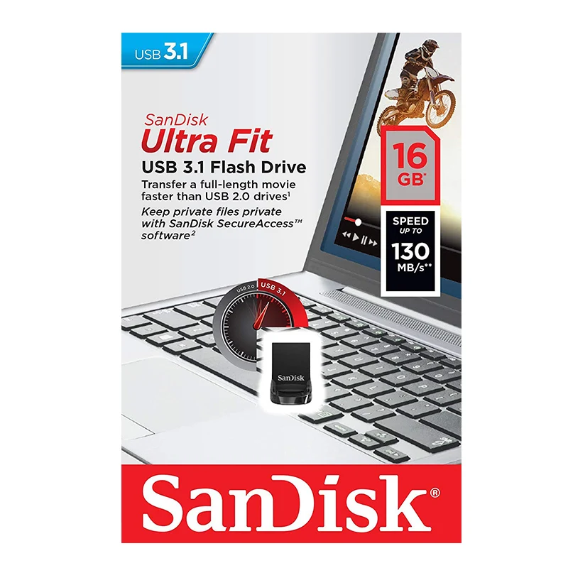 SanDisk USB Flash Drive 3.1 16GB Pendrive CZ430 Mini Memoria Stick 16gb disk on key cle usb cute music pen for PC | Компьютеры и офис