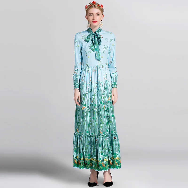 2018 Весна Лето Большой показать Подиум с теми же пункт в богемном стиле принтом