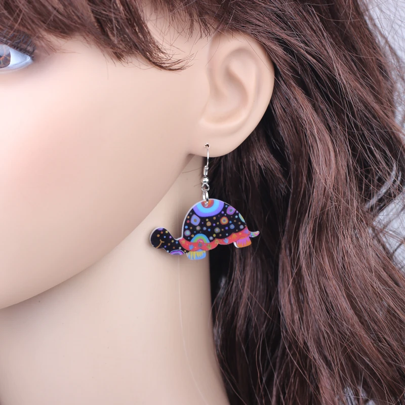 1 пара очаровательных подвесных сережек с принтом черепахи акрил Новый дизайн 2014