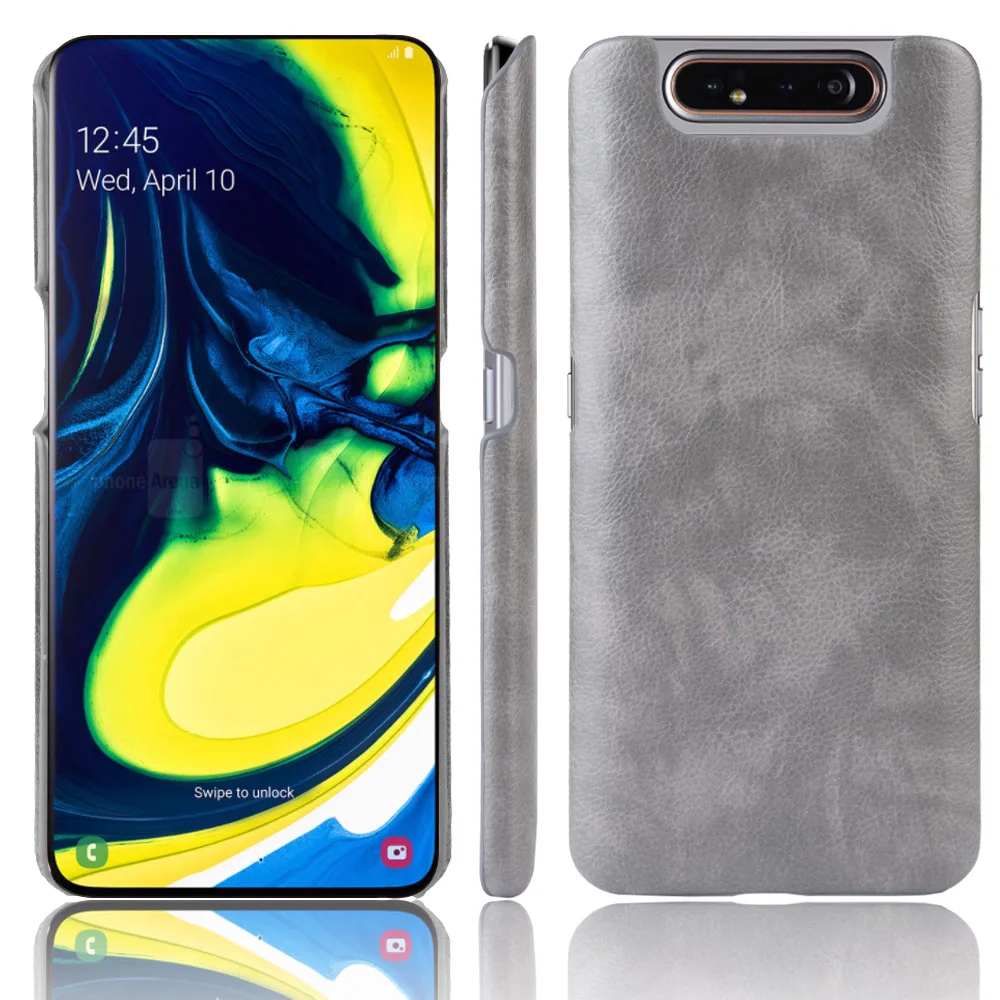 Чехол для Samsung Galaxy A80/A90 Жесткий из искусственной кожи с рисунком личи A80 A 80 чехол
