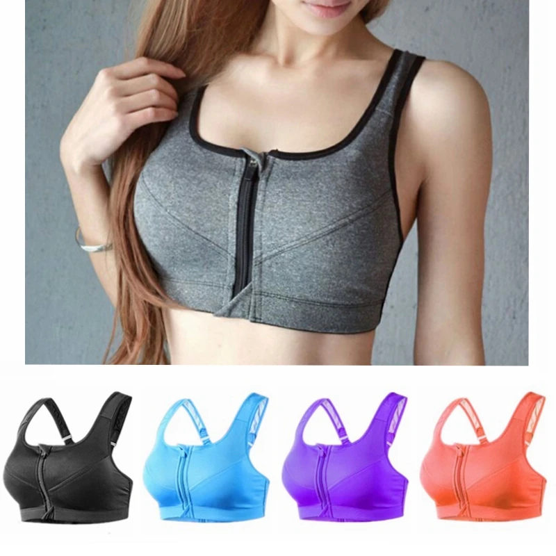 

Women Zipper Push Up Sports Bras Vest Underwear Shockproof Breathable Gym Fitness Athletic Running Yoga Sport Tops S-XXL