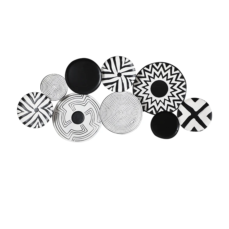 American Wrought Iron Wall Hanging Round Ornaments Crafts Decoration Home Livingroom Sofa Background Wall Sticker Metal Mural