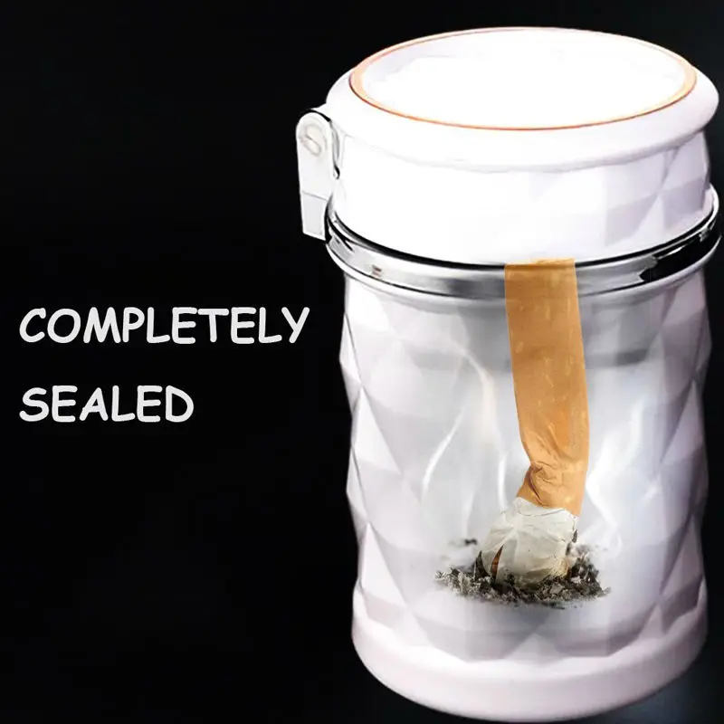 Портативный Нержавеющей Авто Сигареты Бездымного Пепельница с Синей Подсветкой