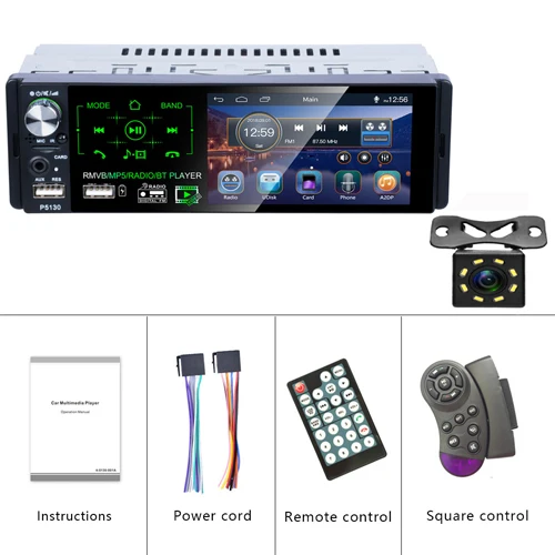 With 12 LED Camera Camecho 4,1 дюймов Автомагнитола HD Авторадио мультимедийный плеер Bluetooth 1 Din Универсальный Авто Аудио Стерео RDS двойной USB микрофон - Цвет: With 12 LED Camera