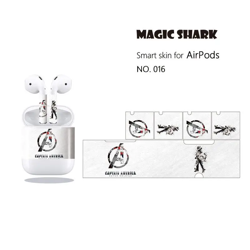 Волшебная Акула DC Супермен Паук Дэдпул обернуть стикер чехол пленка для Apple Airpods