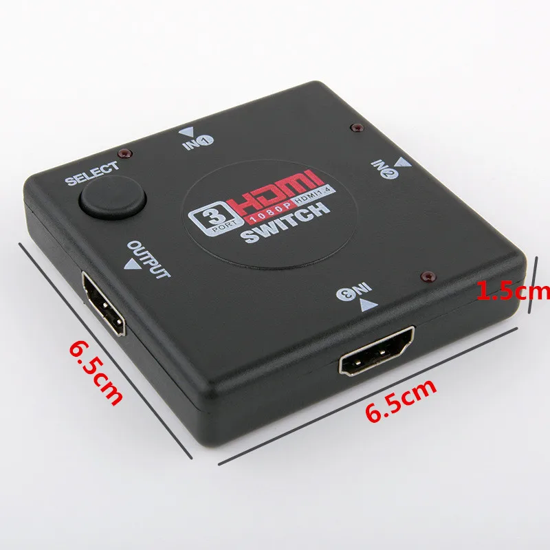 Прямоугольная форма 3x1 HDMI переключатель 3 порта в 1 выключатель сплиттер коробка