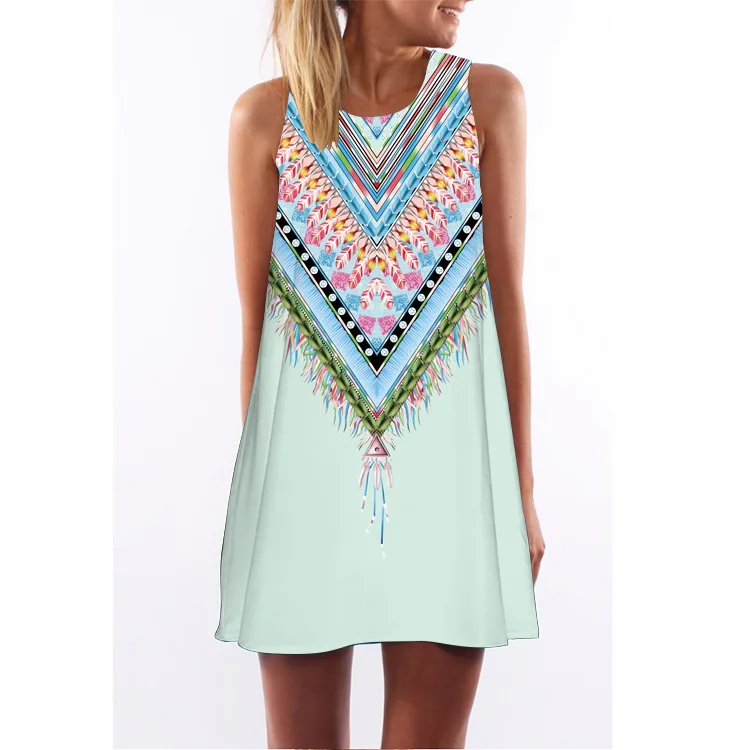 Женское платье без рукавов ECOBROS повседневное свободное в этническом стиле с