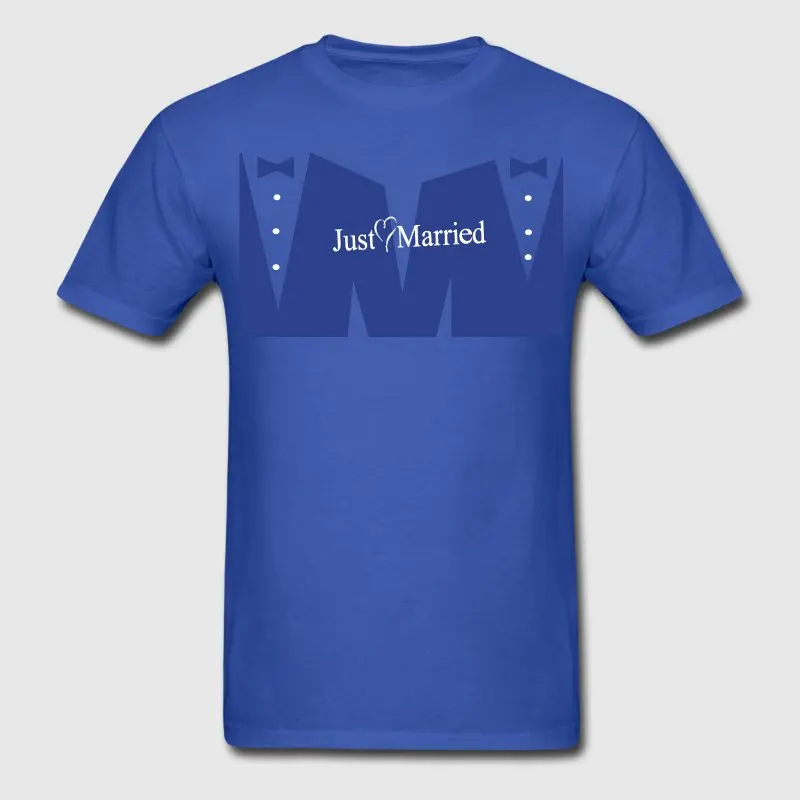 Fitness Tshirt For Men Homme Just Married (Gay Couple) T Shirt Trend Hiphop Camiseta 100% Cotton Comfortable | Мужская одежда