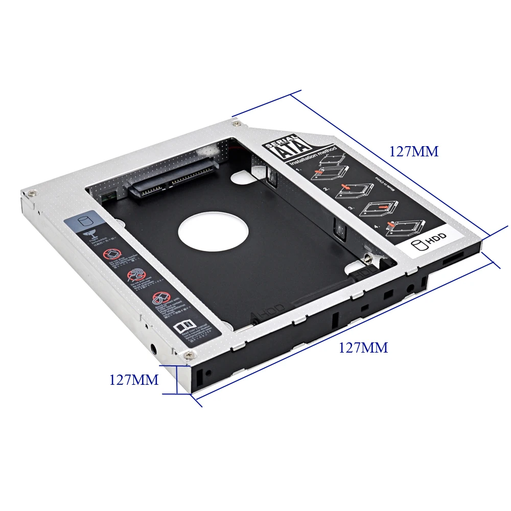 CHIPAL Алюминий Универсальный SATA 3 0 2nd HDD Caddy 12 7 мм 2 5 "Корпус жесткого диска SSD чехол