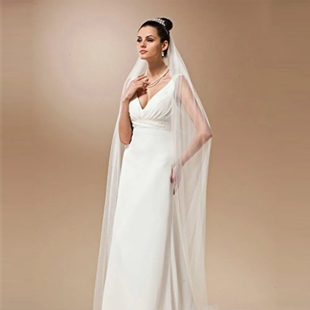 Фата свадебная с обрезанными краями и гребнем аксессуары для невесты|Свадебные