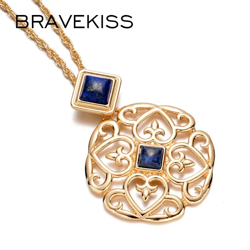 BRAVEKISS винтажное золотое ожерелье с подвеской s натуральный камень цветами из