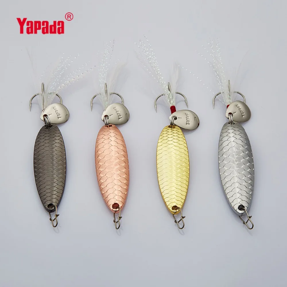 YAPADA Spoon 013 Loong тройной крючок + перо коготь с блестками 10 г/55 мм 15 20 г/58 многоцветная