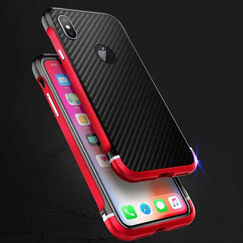 RedKoi чехол из углеродного металла для iPhone 8 7 Plus XS Max XR ударопрочный алюминиевый