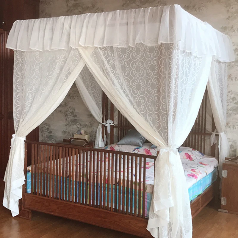 

Europe Style Palace Mosquito Net Embroidered Bed Canopy Netting Custom-made Curtain Valance Drapery Bedding Home Decoration