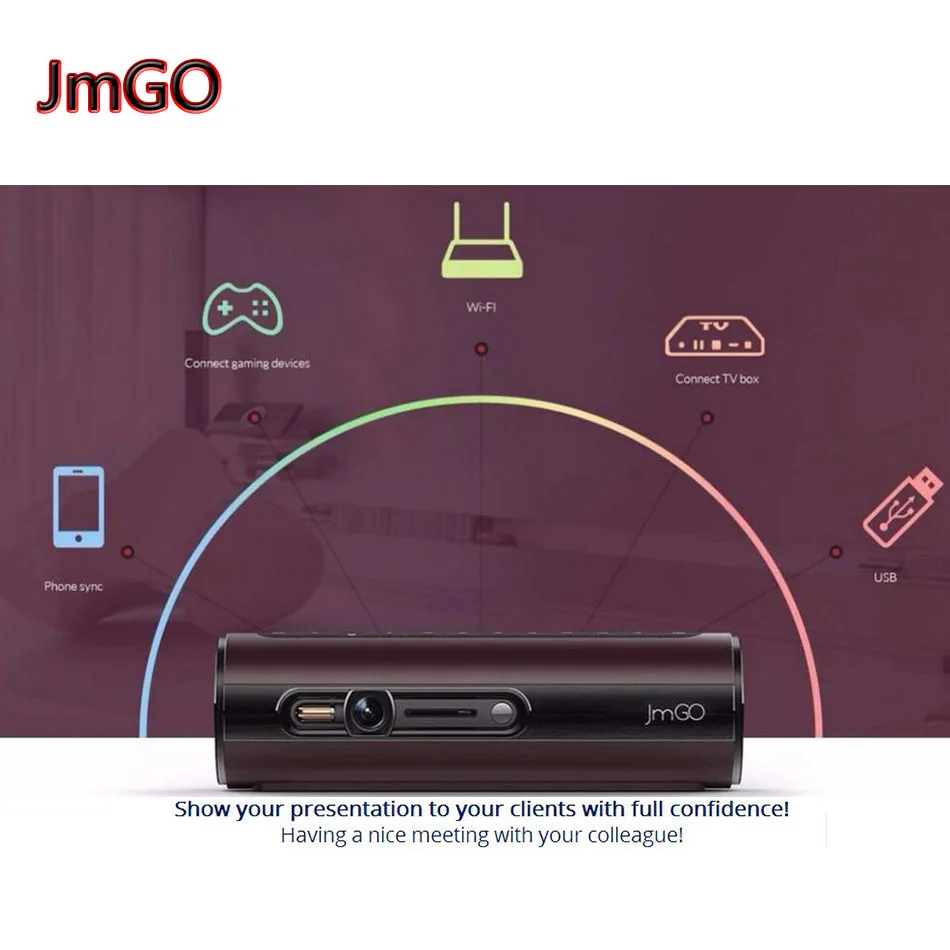 Jmgo P1 3D DLP проектор с 15600 мАч Портативный Smart Театр Поддержка 1080 P Hi Fi Bluetooth WI FI Andriod