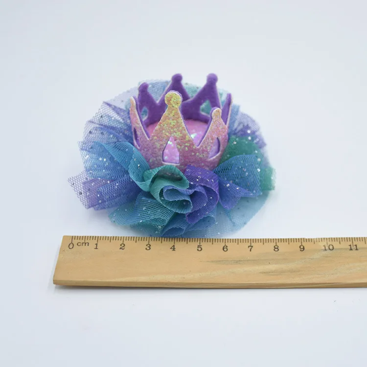 

10pcs ins Boutique Glitter 3D Tiaras Hairpins Solid Gradient Gauze Floral Crown Hair Clips Fashion Princess Hair Accessories