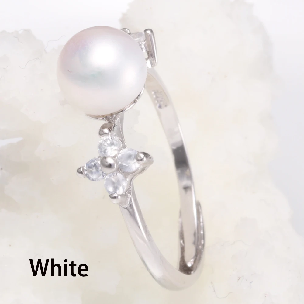 7-8mm Real Natural Freshwater White Pearl Ring for Women Wedding Gift Romantic Trendy Sterling Silver Adjustable Jewelry | Украшения и