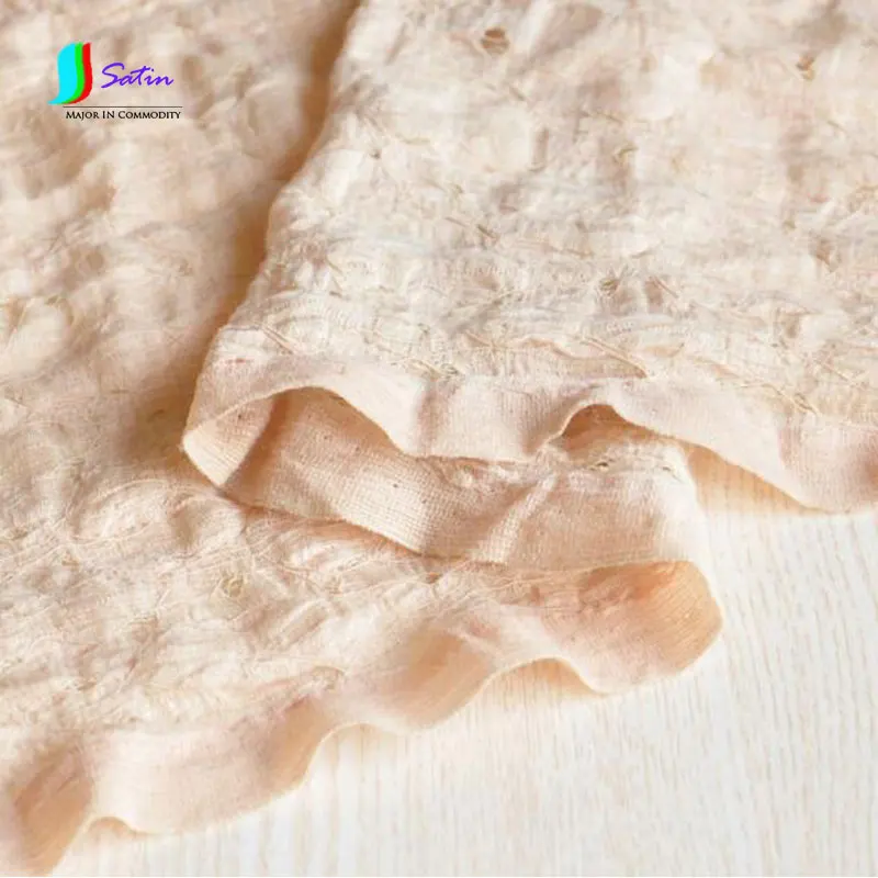 Миндаль желтый пена кружева ткань DIY платье с эластичным дышащим Мода Красивая