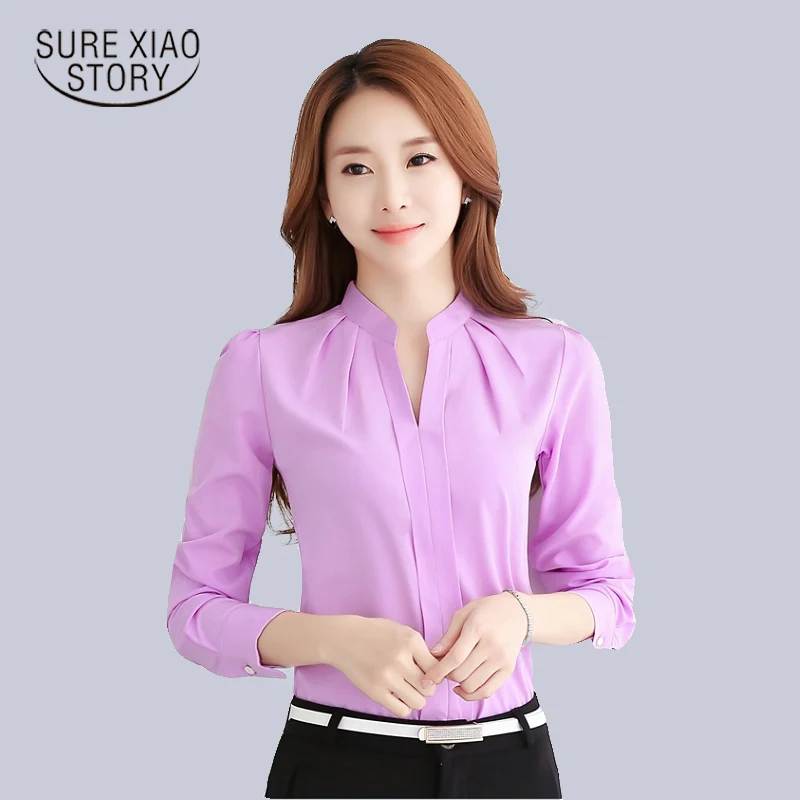 2019 Женская однотонная блузка рубашка женская тонкая модная летняя элегантная