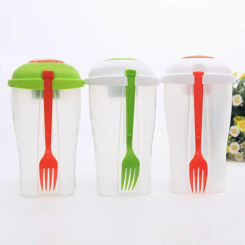 Новые кухонные аксессуары случайный цвет пластиковая Салатница с вилкой +