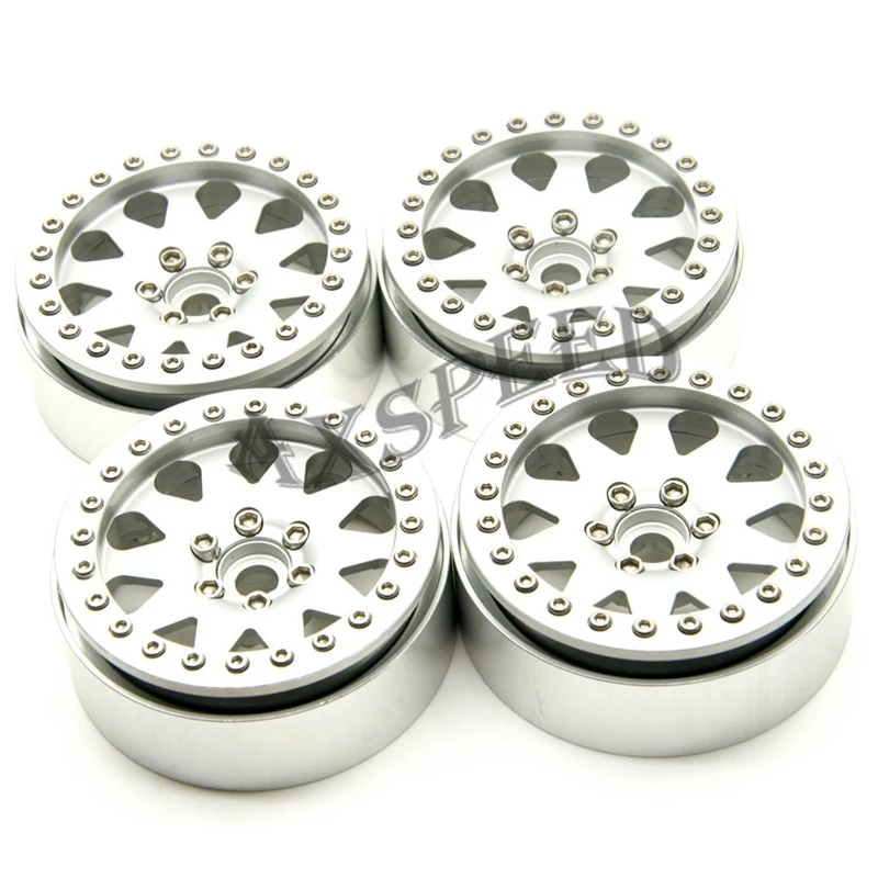 AXSPEED серебро 2 сплавочных ободьев дюймов колёсные диски для 1/10 RC D90 SCX10 CC01 D110 Рок