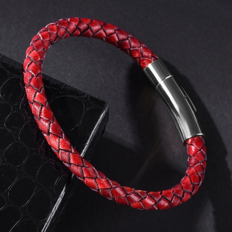 Mozo Fashion оптом подвеска из натуральной кожи браслет Для женщин туфли ручной работы серебристого цвета; Браслеты Мода с застежкой на запястье, красный