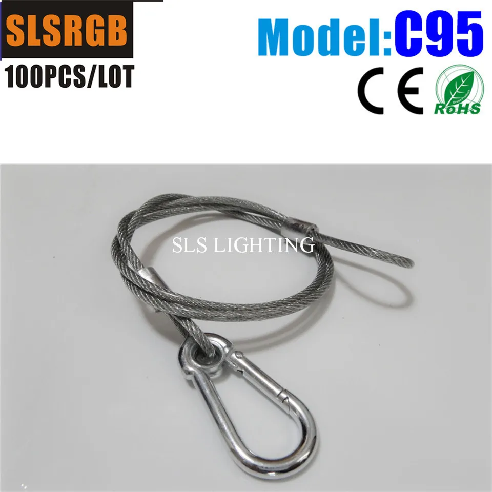 

100PCS/LOT 3mm Diameter 59cm Long lighting safety cable steel Stage lighting connector rope cable protection Stainless Steel