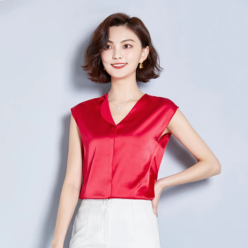Womens tops and blouses Summer Tops V-neck Casual Imitation silk Shirts Blouse Women Office Shirt Blusas Femininas | Женская одежда