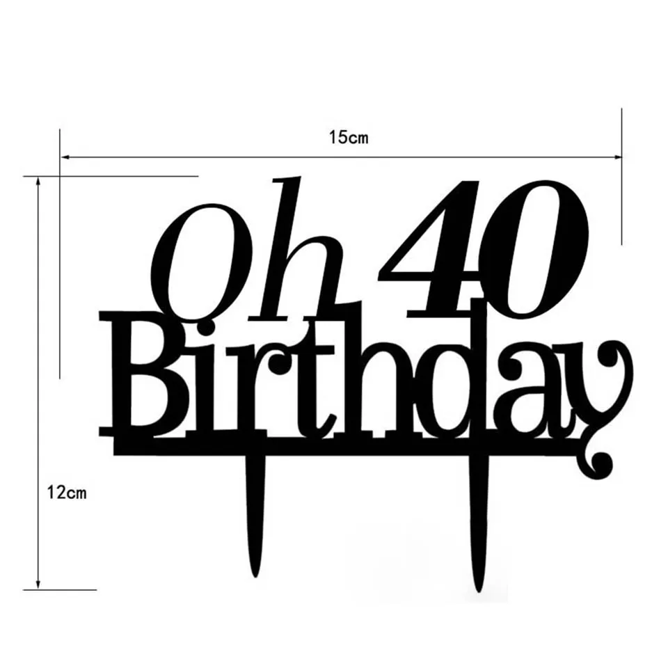 Топпер для торта Tronzo Oh 30th 40th 50th день рождения черные акриловые топперы кексов