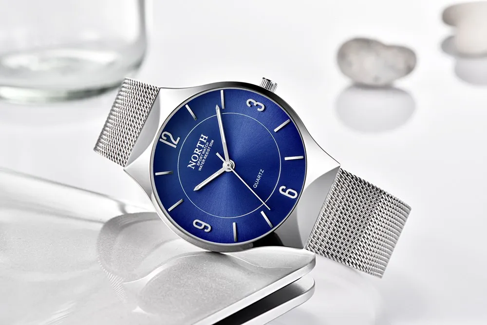 Simple Style Men Casual Watch Silver Stainless Steel Waterproof Male Quartz Wristwatch Fashion Slim Business Man's Dress Clock | Наручные