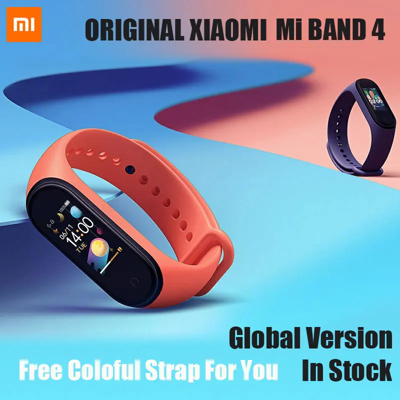 Оригинальный Xiaomi Mi Band 4 Bluetooth 5 0 Браслет фитнес браслет AMOLED цветной сенсорный