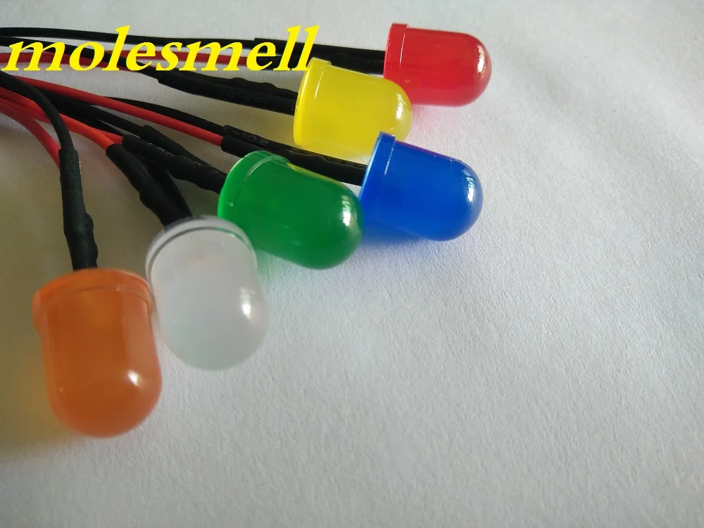 10pcs 10mm 12v diffused LED Light Set Pre-Wired 12V DC Wired red yellow blue green white orange warm white diffused led