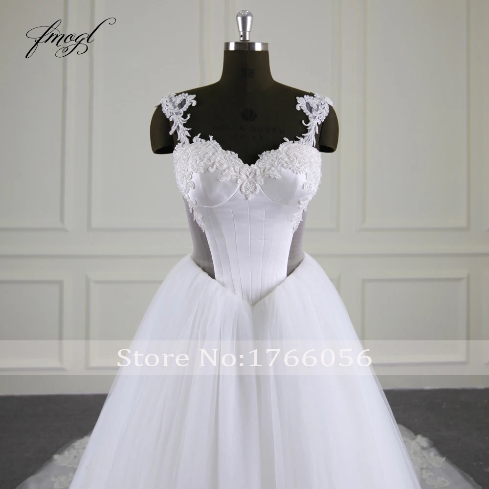 Fmogl Vestido De Noiva Милое Свадебное платье с вырезом 2019 сексуальные на спине вышивкой