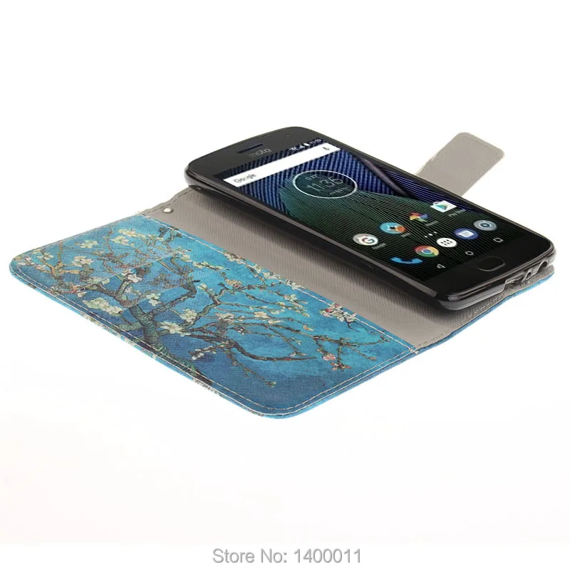 Роскошный кожаный чехол-книжка с подставкой и рисунком для Motorola Moto G5 Plus стильные
