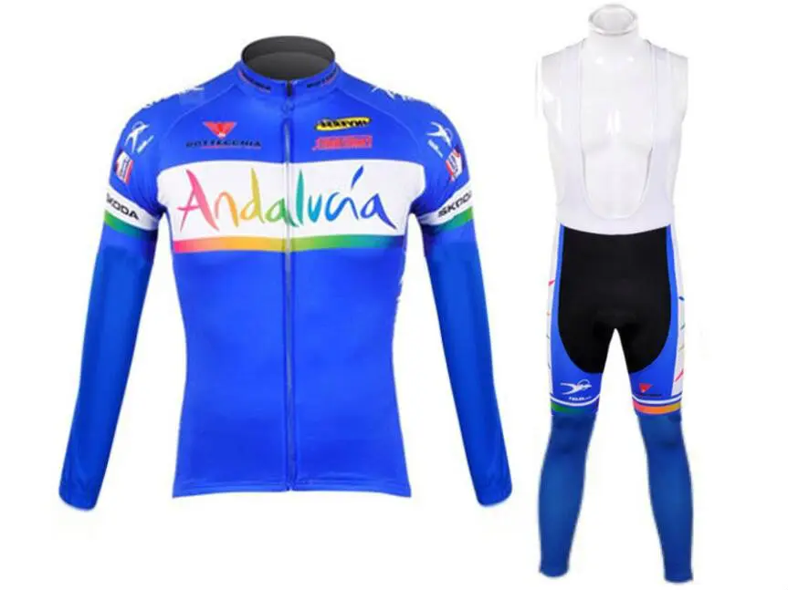 Long Jersey Set Велоспорт Андалусия профессиональная команда Велоспорт Джерси гелевая Подушка 19d набор велошорт Ropa Ciclismo Лето велосипедный майон одежда - Цвет: Long Jersey Set