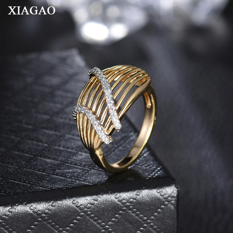 Женское кольцо с цирконием XIAGAONew модное Золотое кристаллом Infinity рождественский