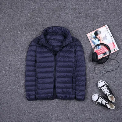 navy blue Осень Зима размера плюс 90% белый утиный пух пальто для мужчин с капюшоном ультра светильник пуховик Мужская ветрозащитная теплая парка S-6XL Мужская s ткань - Цвет: navy blue