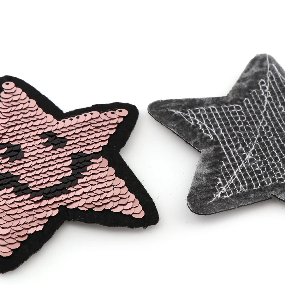 

6pcs Mix Colorful Star Reversible Change Color Sequins Sew On Patches For Clothes DIY Patch Applique Bag