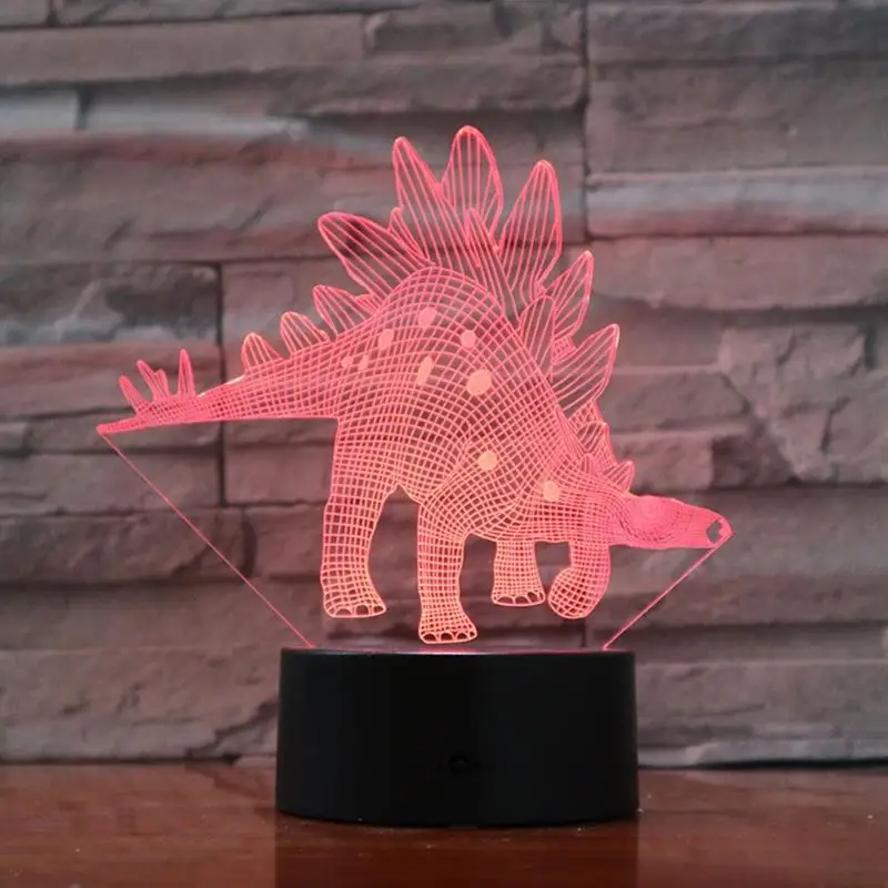 3d лампа Stegosaurida Stegosaurus иллюзия светильник светодиодная лампочка USB RGB разноцветная Рождественская Детская