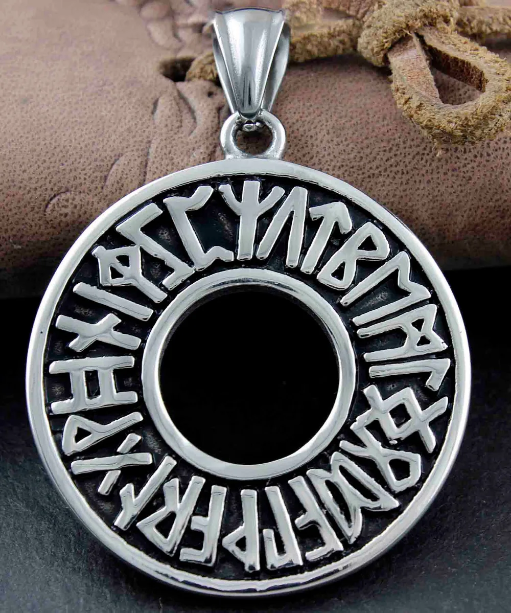 316L нержавеющая сталь Futhark Norse Руна викингов кольцевая подвеска | Украшения и