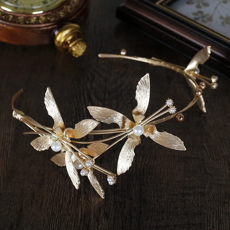 Женская винтажная повязка на голову с бабочкой и жемчугом|headpiece tiara|hair accessories