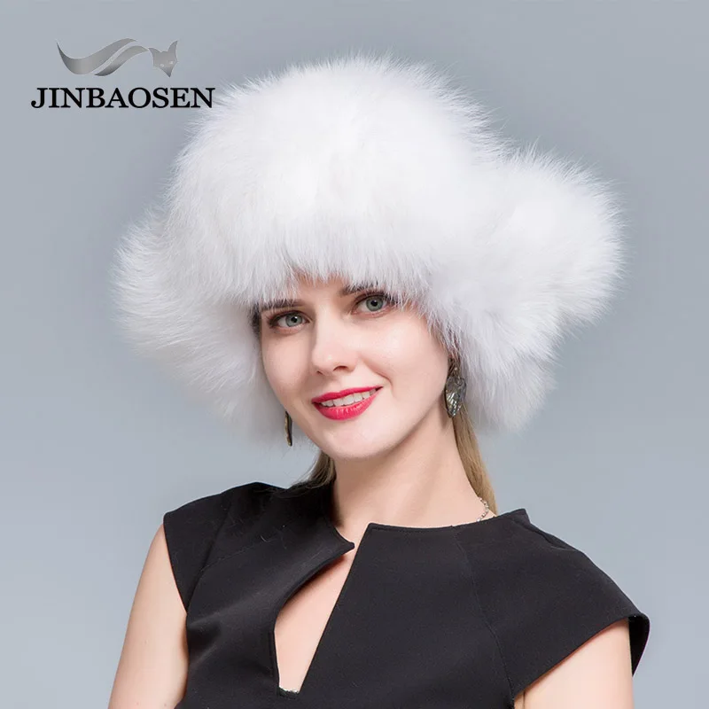 Зимняя шапка JINBAOSEN Lei Feng лыжная с лисьим мехом енота теплые наушники 2019|Женские
