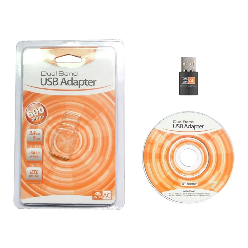 AC 600 Мбит/с беспроводной USB-адаптер для ПК двухдиапазонный Настольный/ноутбук