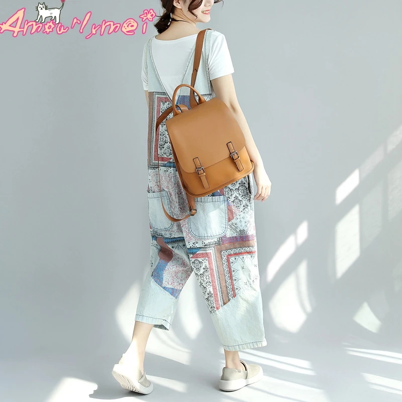 Женские джинсовые комбинезоны бойфренды с низким шаговым швом в стиле хип-хоп