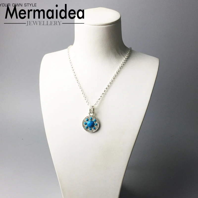 Ожерелье с голубыми украшениями 2020 модная Посеребренная цепочка из звеньев